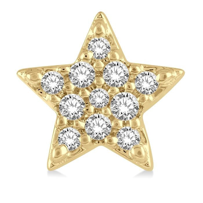 1/10 Ctw Star Round Cut Diamond Petite Fashion Earrings in 10K Yellow Gold