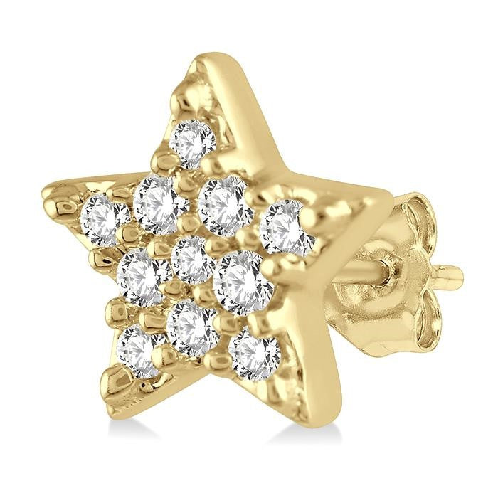 1/10 Ctw Star Round Cut Diamond Petite Fashion Earrings in 10K Yellow Gold