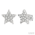 1/10 Ctw Star Round Cut Diamond Petite Fashion Earrings in 14K White Gold