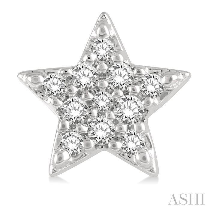 1/10 Ctw Star Round Cut Diamond Petite Fashion Earrings in 10K White Gold