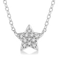 1/10 Ctw Star Round Cut Diamond Petite Fashion Pendant With Chain in 14K White Gold