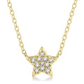 1/10 Ctw Star Round Cut Diamond Petite Fashion Pendant With Chain in 10K Yellow Gold