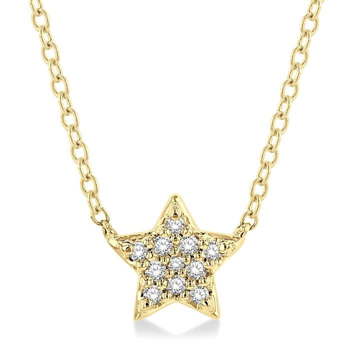 1/10 Ctw Star Round Cut Diamond Petite Fashion Pendant With Chain in 10K Yellow Gold