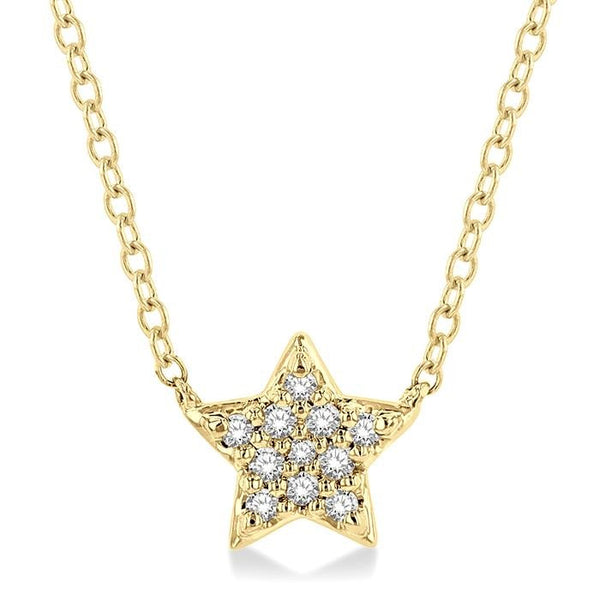1/10 Ctw Star Round Cut Diamond Petite Fashion Pendant With Chain in 10K Yellow Gold