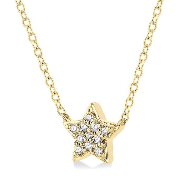 1/10 Ctw Star Round Cut Diamond Petite Fashion Pendant With Chain in 10K Yellow Gold