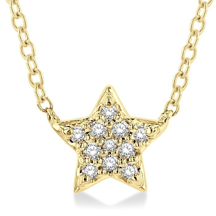 1/10 Ctw Star Round Cut Diamond Petite Fashion Pendant With Chain in 10K Yellow Gold