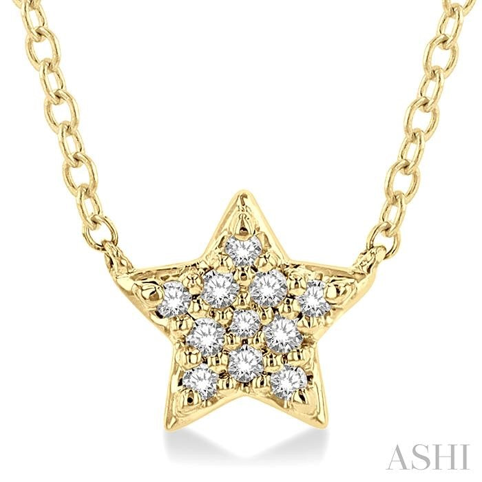 1/10 Ctw Star Round Cut Diamond Petite Fashion Pendant With Chain in 10K Yellow Gold