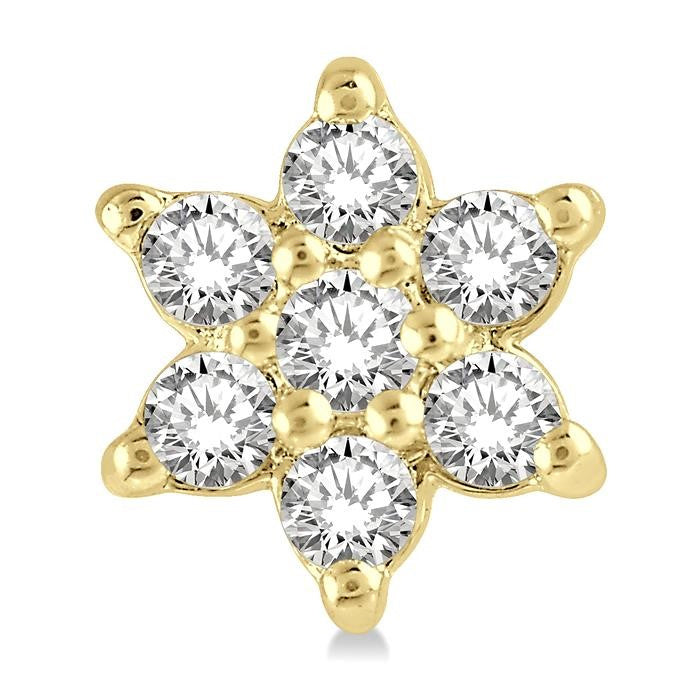 1/6 Ctw Floral Round Cut Diamond Petite Fashion Earrings in 14K Yellow Gold