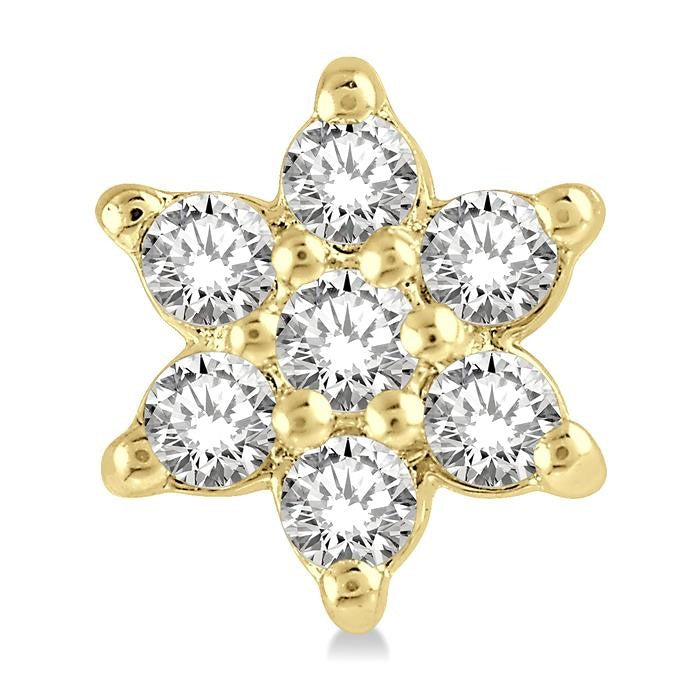 1/6 Ctw Floral Round Cut Diamond Petite Fashion Earrings in 10K Yellow Gold