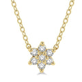 1/8 Ctw Floral Round Cut Diamond Petite Fashion Pendant With Chain in 10K Yellow Gold