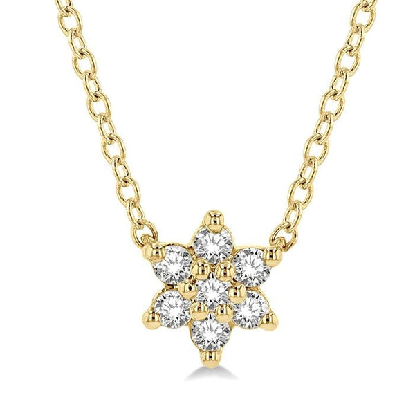 1/8 Ctw Floral Round Cut Diamond Petite Fashion Pendant With Chain in 10K Yellow Gold