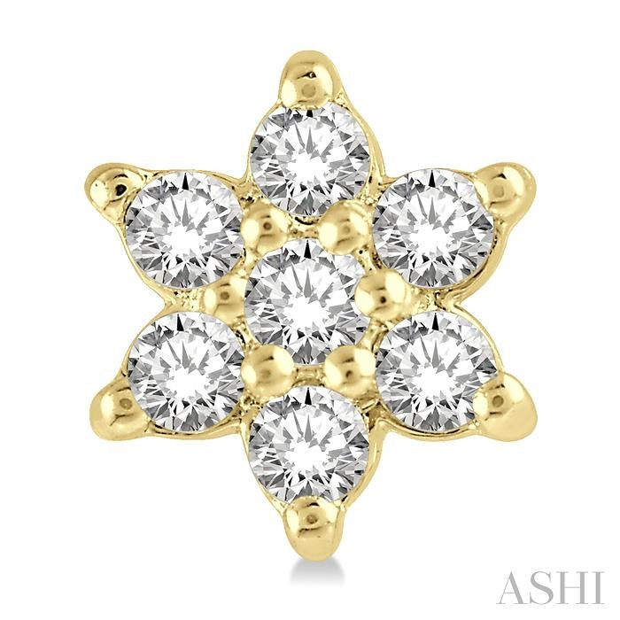 1/6 Ctw Floral Round Cut Diamond Petite Fashion Earrings in 14K Yellow Gold