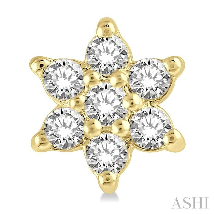 1/6 Ctw Floral Round Cut Diamond Petite Fashion Earrings in 10K Yellow Gold