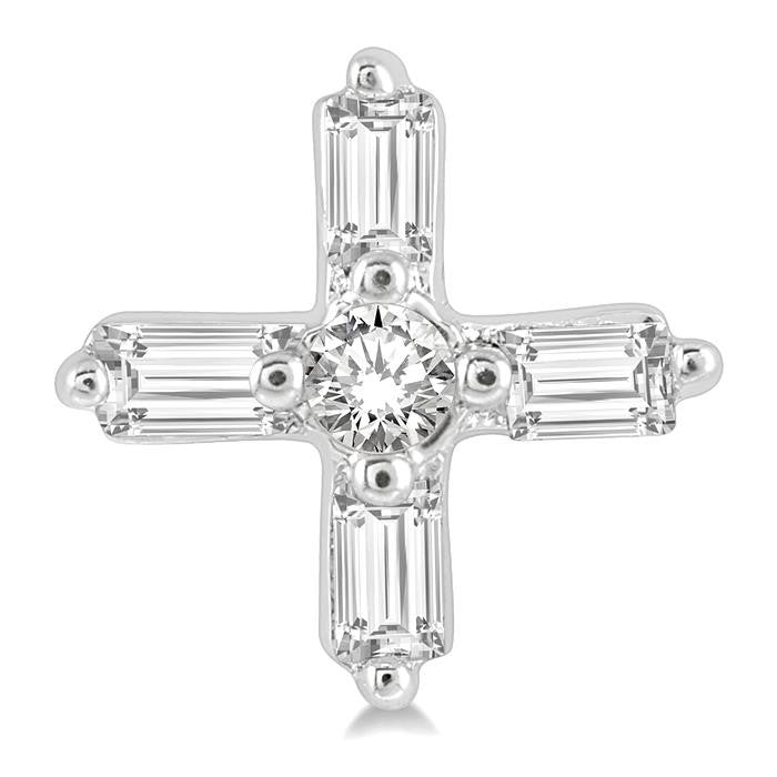Cross Petite Baguette Diamond Fashion Earrings