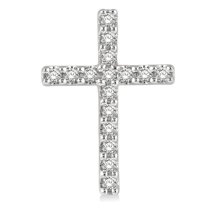 1/10 Ctw Cross Round Cut Diamond Petite Fashion Earrings in 14K White Gold