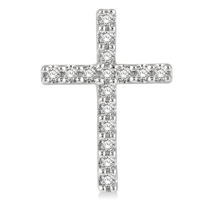 1/10 Ctw Cross Round Cut Diamond Petite Fashion Earrings in 10K White Gold