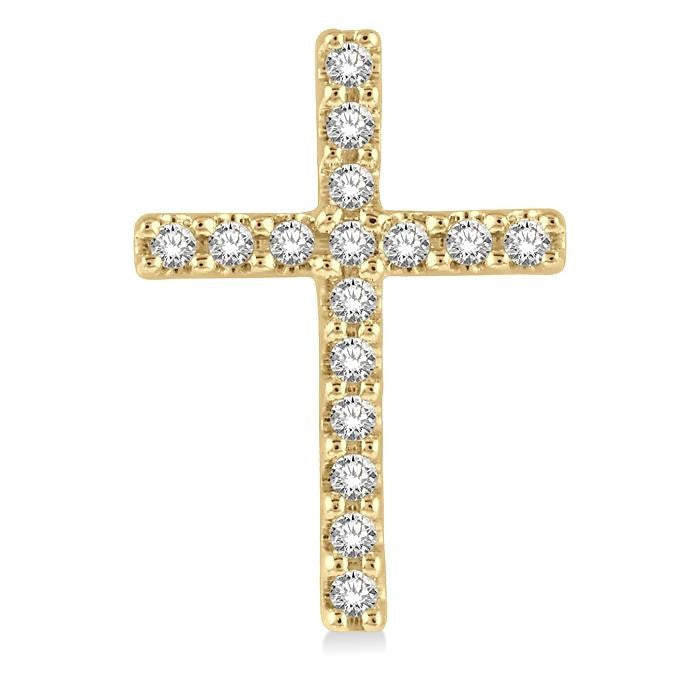 1/10 Ctw Cross Round Cut Diamond Petite Fashion Stud Earrings in 10K Yellow Gold
