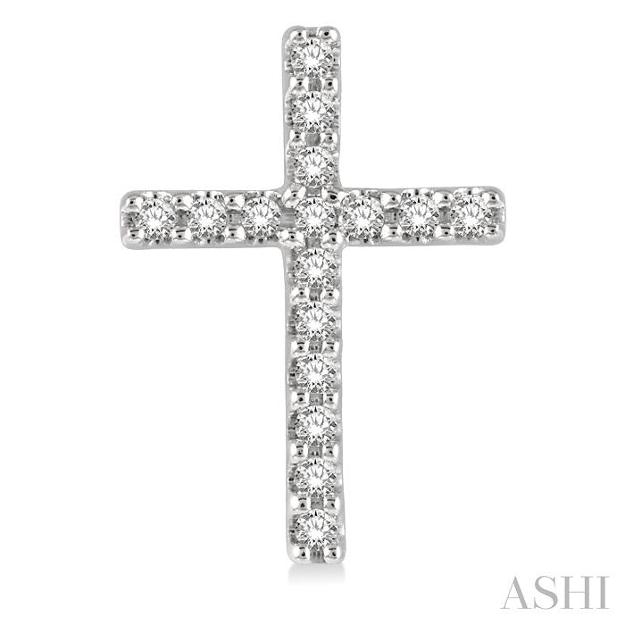 1/10 Ctw Cross Round Cut Diamond Petite Fashion Earrings in 10K White Gold