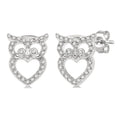1/6 Ctw Petite Owl Round Cut Diamond Fashion Stud Earrings in 10K White Gold
