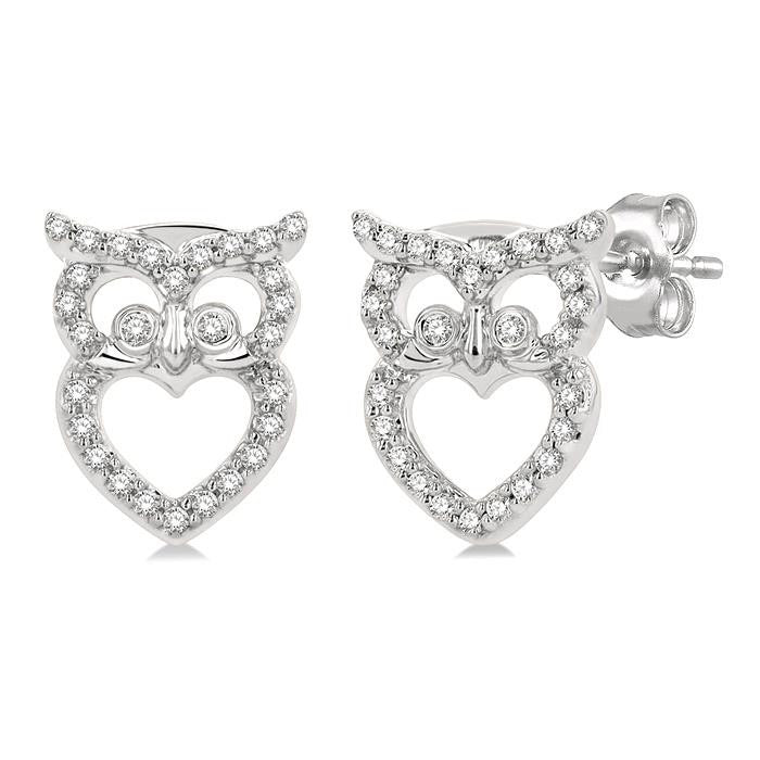 Owl Petite Diamond Fashion Earrings