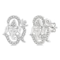 1/6 Ctw Petite Ganesha in 'OM' Symbol Round Cut Diamond Fashion Stud Earrings in 10K White Gold