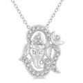 1/10 Ctw Ganesha in OM Petite Round Cut Diamond Fashion Pendant With Chain in 10K White Gold