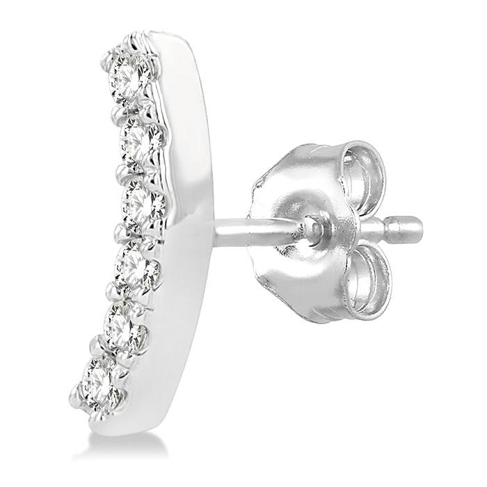1/10 Ctw Arc Round Cut Diamond Petite Fashion Stud Earrings in 10K White Gold