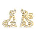 1/6 Ctw Petite Sitting Dog Round Cut Diamond Fashion Stud Earrings in 10K Yellow Gold