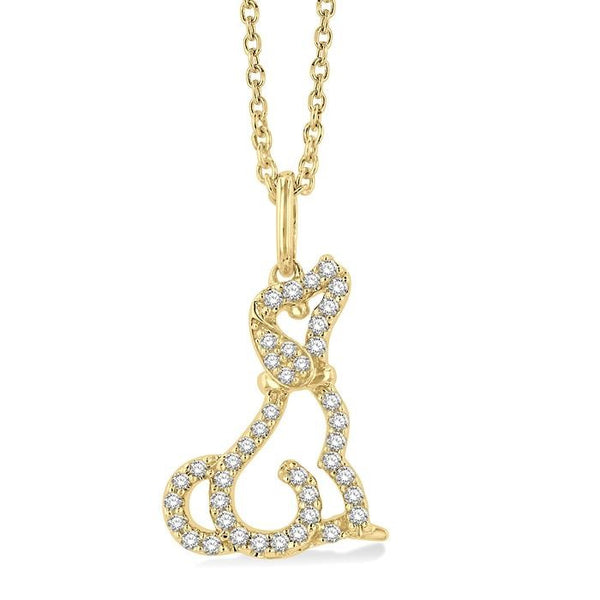 1/8 Ctw Petite Dog Motif Round Cut Diamond Fashion Pendant With Chain in 10K Yellow Gold