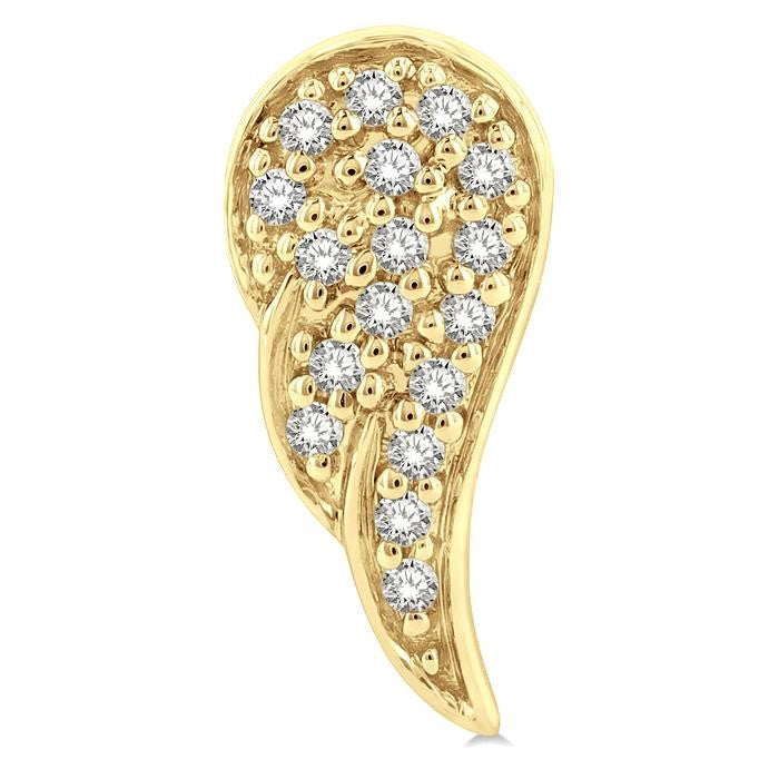 1/10 Ctw Petite Angel Wings Round Cut Diamond Fashion Stud Earrings in 10K Yellow Gold