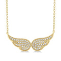 1/6 Ctw Petite Angel Wing Round Cut Diamond Fashion Pendant With Chain in 10K Yellow Gold