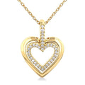 1/10 Ctw Petite Twin Heart Round Cut Diamond Fashion Pendant With Chain in 10K Yellow Gold