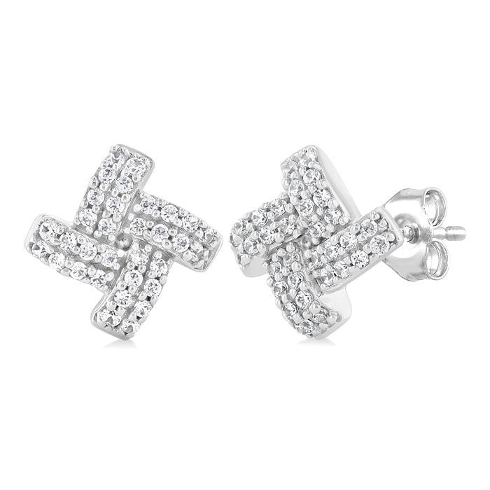 1/5 Ctw Petite Pinwheel Round Cut Diamond Fashion Stud Earrings in 10K White Gold