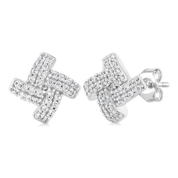 1/5 Ctw Petite Pinwheel Round Cut Diamond Fashion Stud Earrings in 10K White Gold