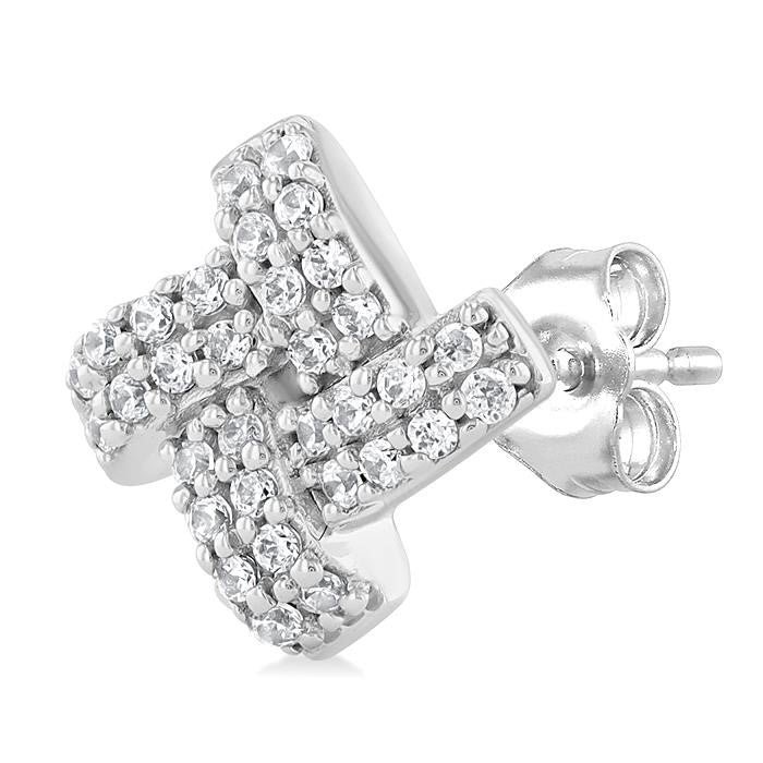 1/5 Ctw Petite Pinwheel Round Cut Diamond Fashion Stud Earrings in 10K White Gold