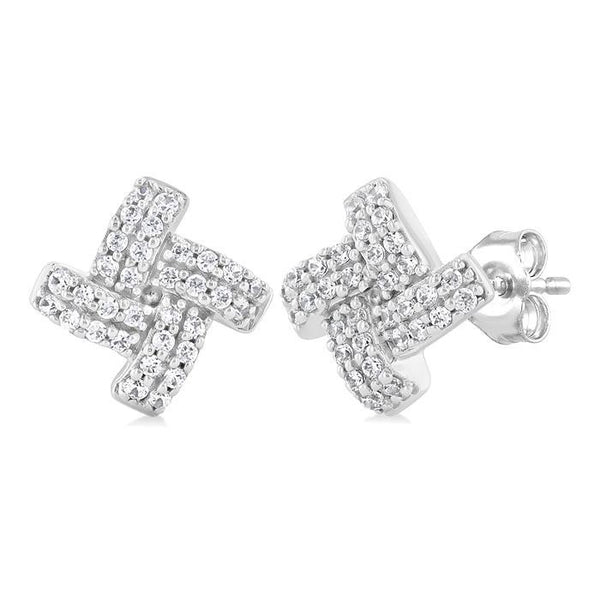 1/5 Ctw Petite Pinwheel Round Cut Diamond Fashion Stud Earrings in 10K White Gold
