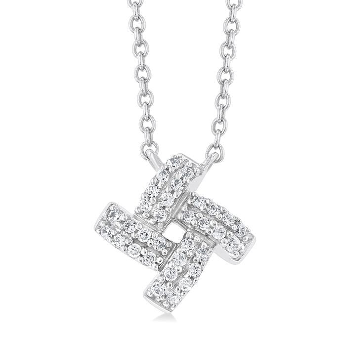 1/8 Ctw Petite Pinwheel Round Cut Diamond Fashion Pendant With Chain in 10K White Gold
