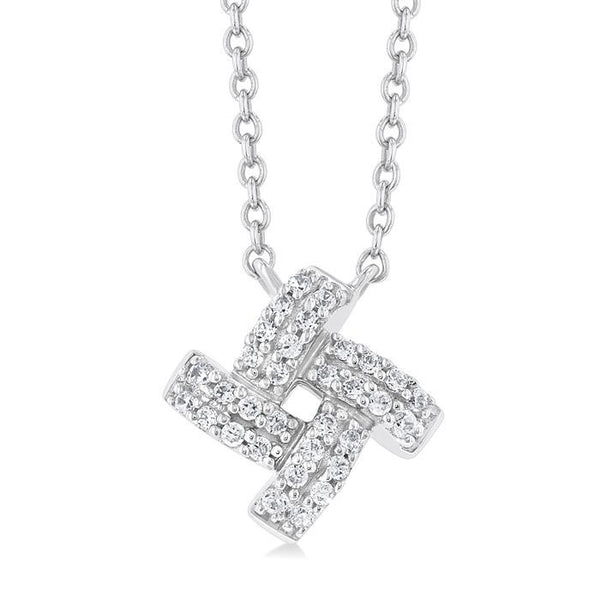 1/8 Ctw Petite Pinwheel Round Cut Diamond Fashion Pendant With Chain in 10K White Gold