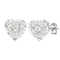 1/6 Ctw Shine Bright Petite Heart Shape Round Cut Diamond Fashion Stud Earrings in 10K Yellow and White Gold