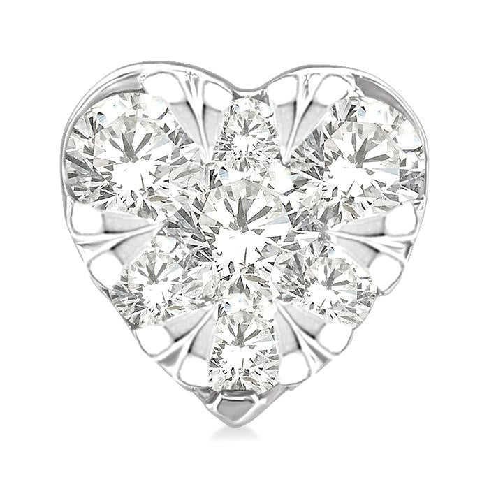 1/6 Ctw Shine Bright Petite Heart Shape Round Cut Diamond Fashion Stud Earrings in 10K Yellow and White Gold