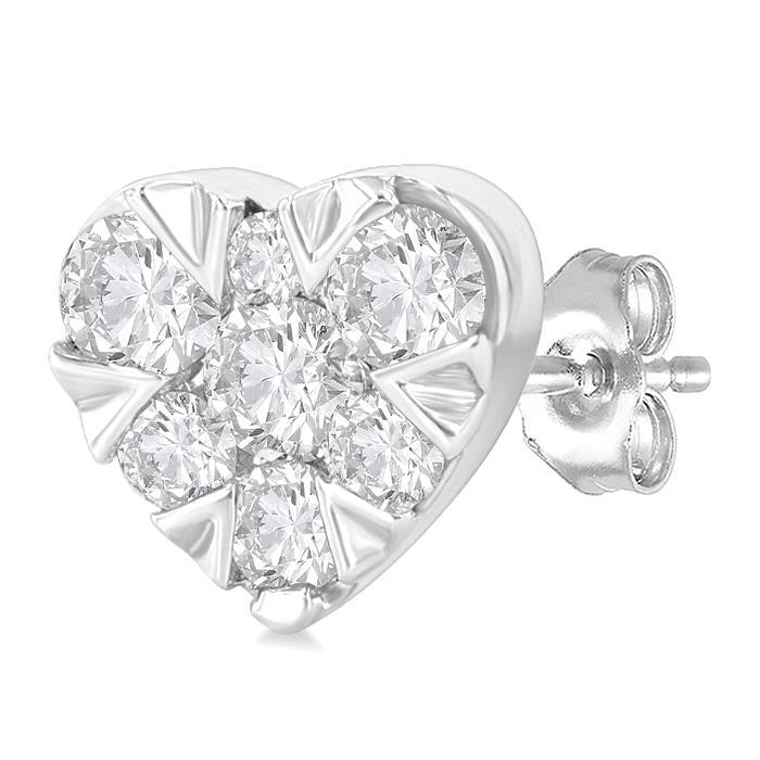 Heart Shape Shine Bright Petite Diamond Fashion Earrings