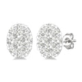 1/6 Ctw Shine Bright Petite Oval Shape Round Cut Diamond Fashion Stud Earrings in 10K Yellow and White Gold