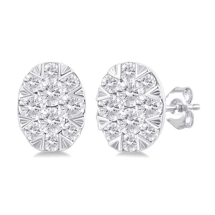 Oval Shape Shine Bright Petite Diamond Fashion Earrings