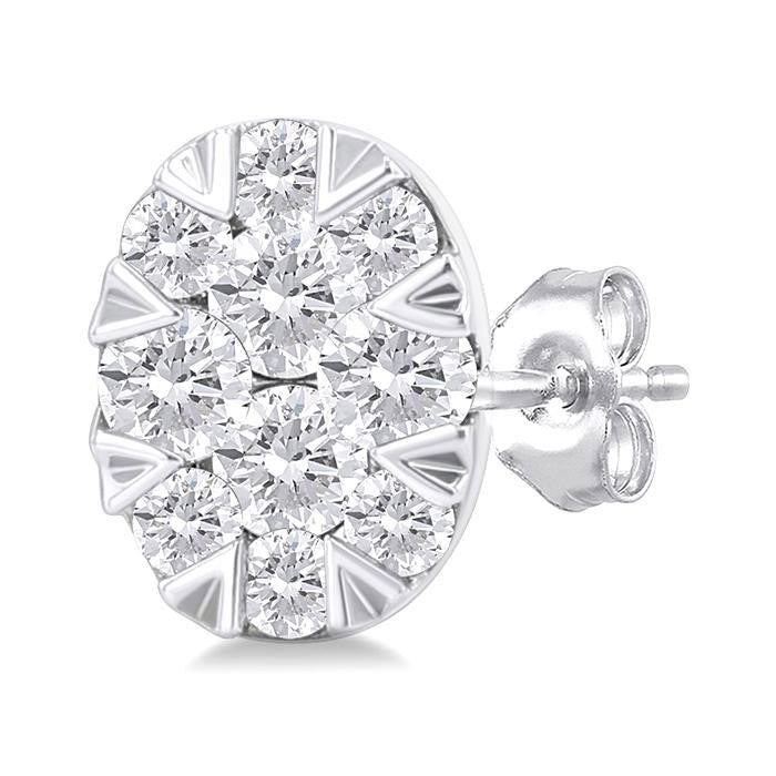 Oval Shape Shine Bright Petite Diamond Fashion Earrings