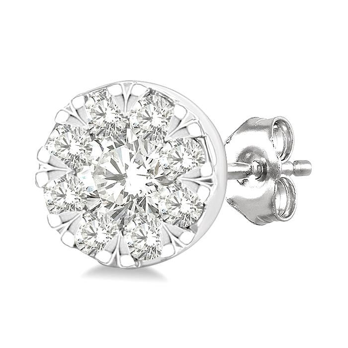 1/6 Ctw Shine Bright Petite Round Shape Round Cut Diamond Fashion Stud Earrings in 10K Yellow and White Gold
