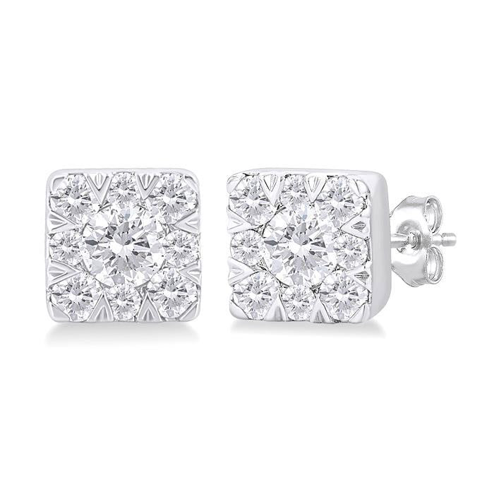 Princess Shape Shine Bright Petite Diamond Fashion Earrings
