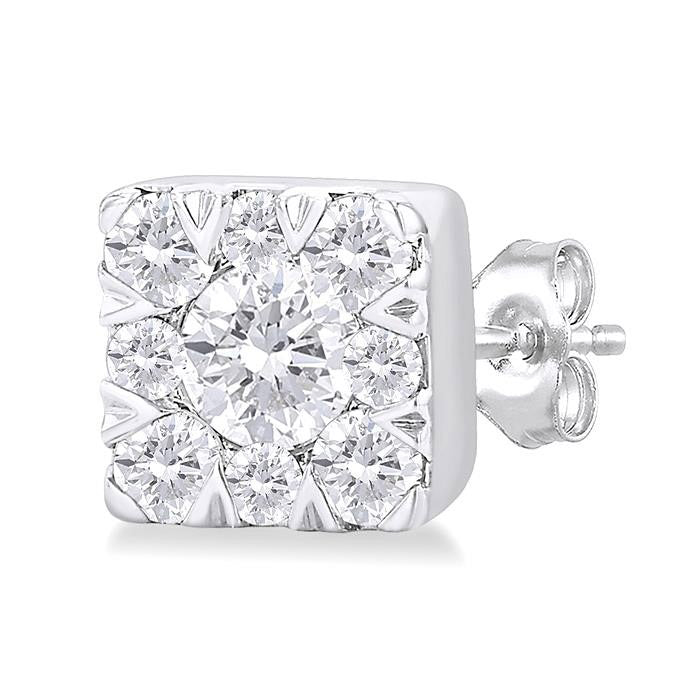 Princess Shape Shine Bright Petite Diamond Fashion Earrings