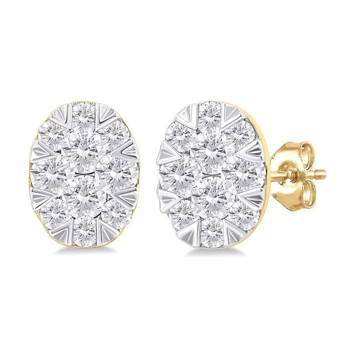 Oval Shape Shine Bright Petite Diamond Fashion Earrings