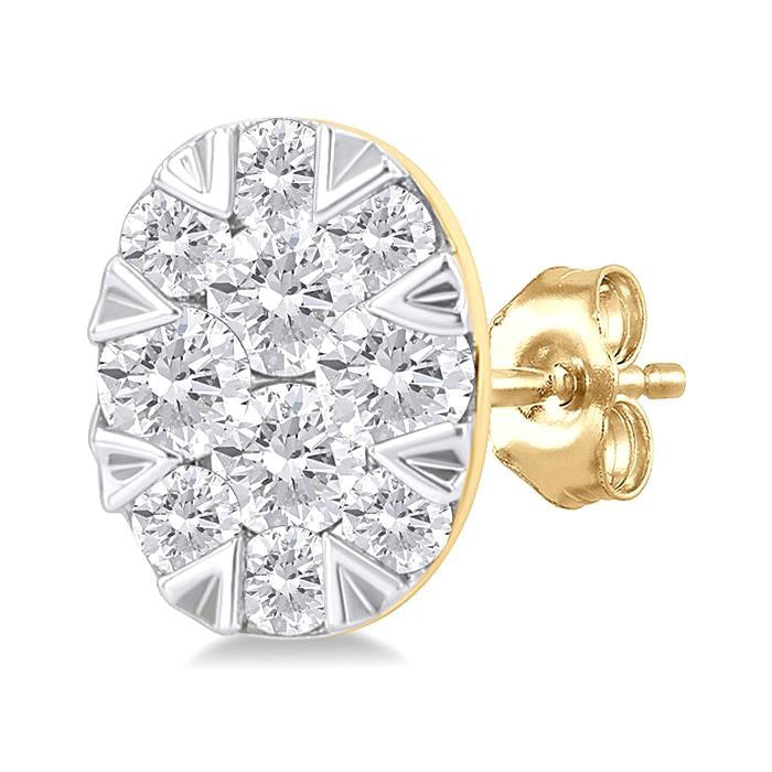 Oval Shape Shine Bright Petite Diamond Fashion Earrings