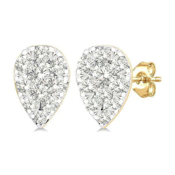 1/6 Ctw Shine Bright Petite Pear Shape Round Cut Diamond Fashion Stud Earrings in 10K Yellow Gold